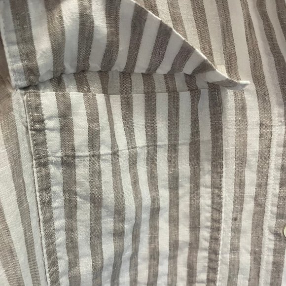 Aritzia Gray and White Striped Linen Button Down Shirt - Picture 8 of 11